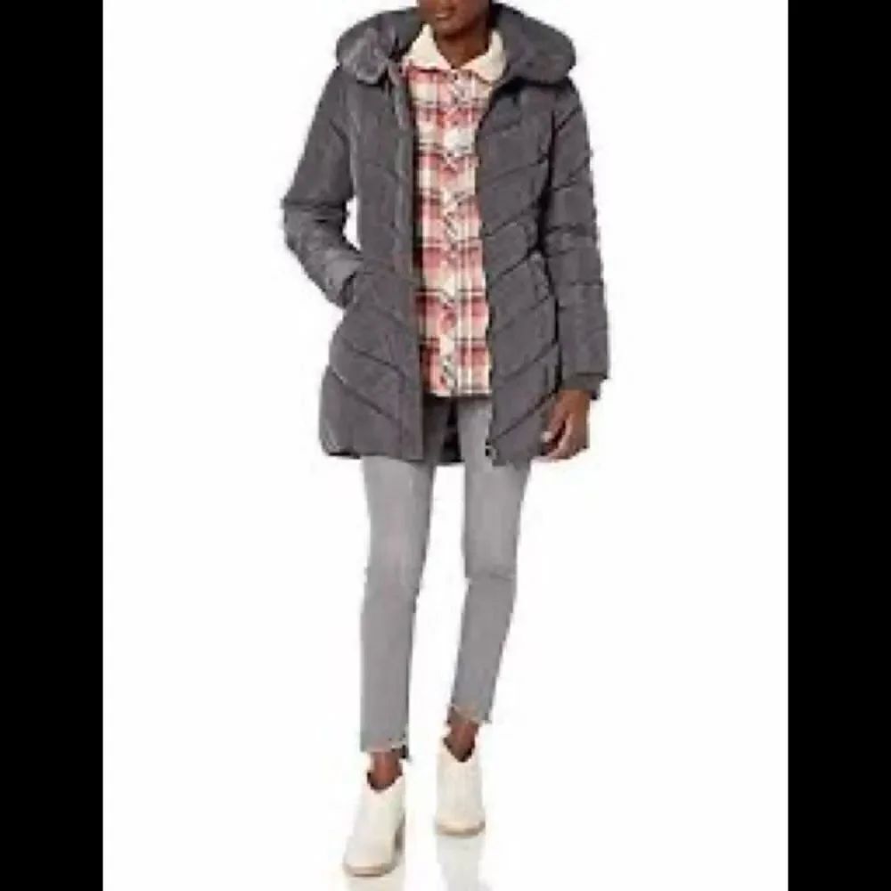 Steve Madden womens Long Chevron Quilted Outerwear no hoodie